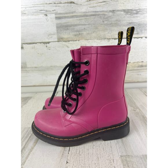 Dr. Martens Womens 5.5 Pink 1460 Drench Platform Rain Combat Boots - Picture 4 of 9
